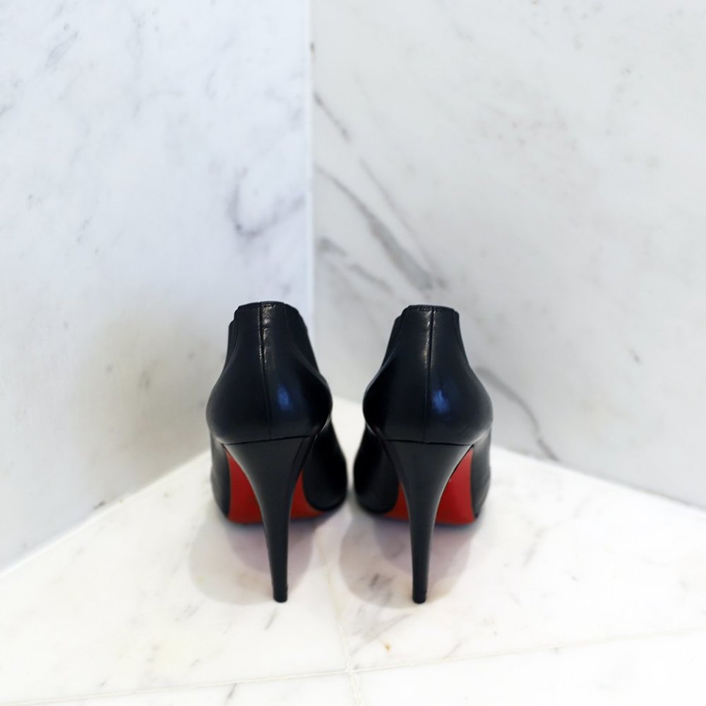 Christian Louboutin Black Leather Bootie Heels - Picture 3 of 6